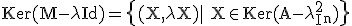 3$\rm Ker(M-\lambda Id)=\{(X,\lambda X)| X\in Ker(A-\lambda^{2} I_{n})\}
